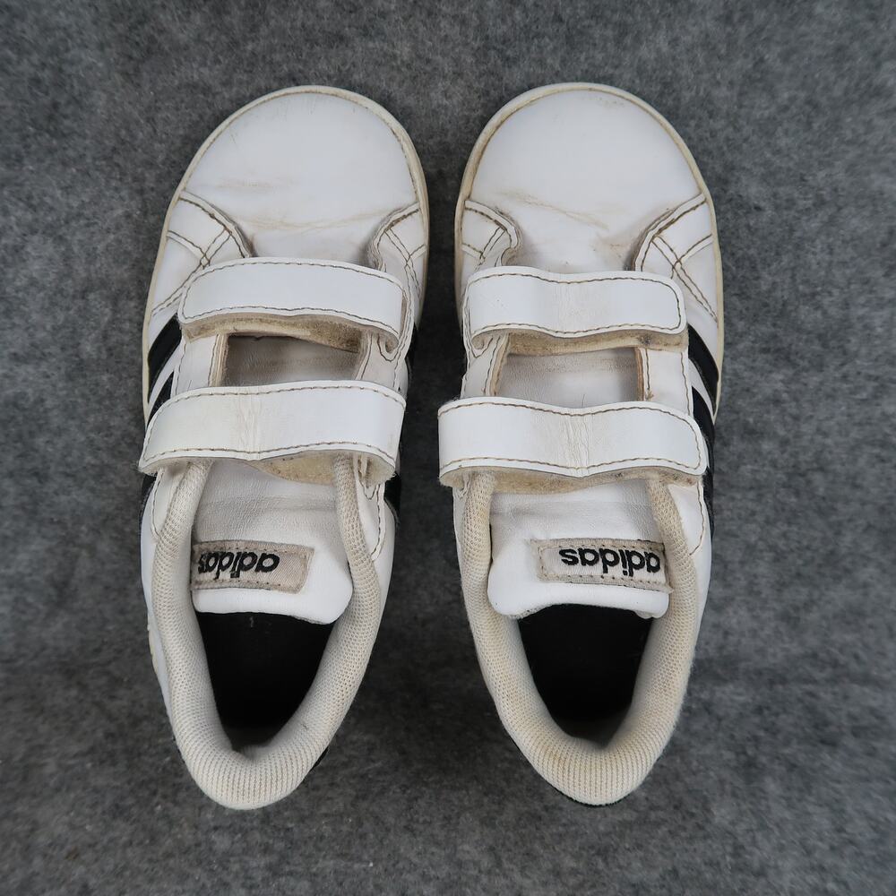 Adidas Shoes Kids 10K Grand Court Sneakers Double Strap Casual Trainer White - Picture 6 of 11